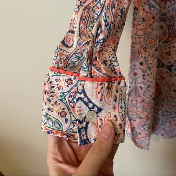 Victoria’s Secret Pink Paisley Long Sleeve Button Up Pajama Dress - Picture 4 of 10